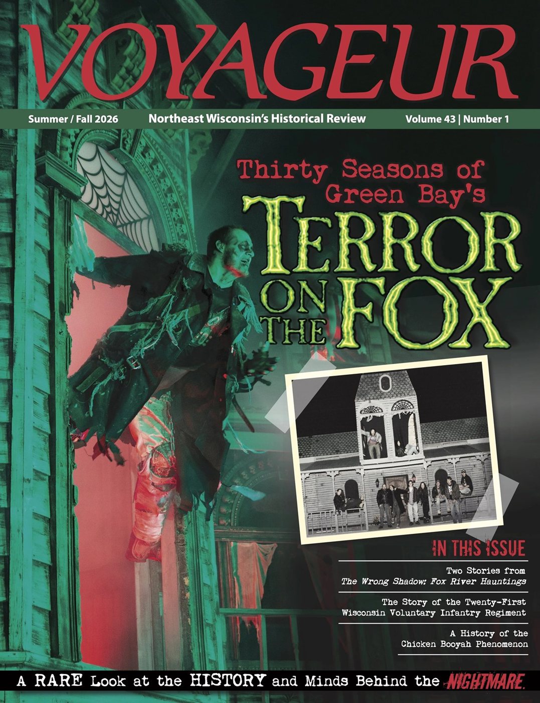 Voyageur magazine cover, Summer/Fall 2026, featuring the Terror on the Fox feature story